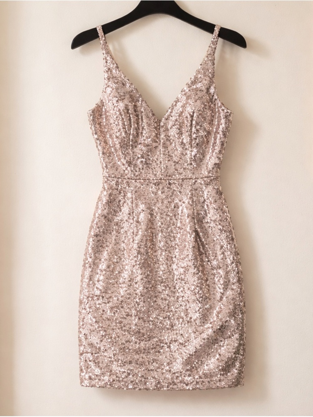 Lulu's Blush Sequin V-Neck Mini Dress